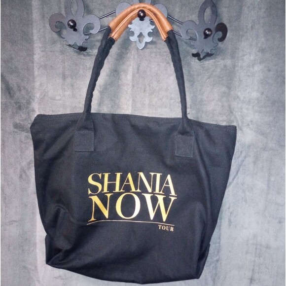 Shania Twain "Shania Now Tour" VIP Black Canvas Tote Bag Leather Handles EUC - Picture 1 of 11